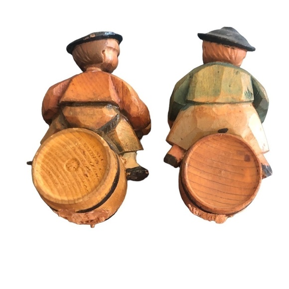 VTG Hard~Carved Set of 3 German Wine Cork Toppers Wood 3” Wine Tasting Colorful - Picture 4 of 14